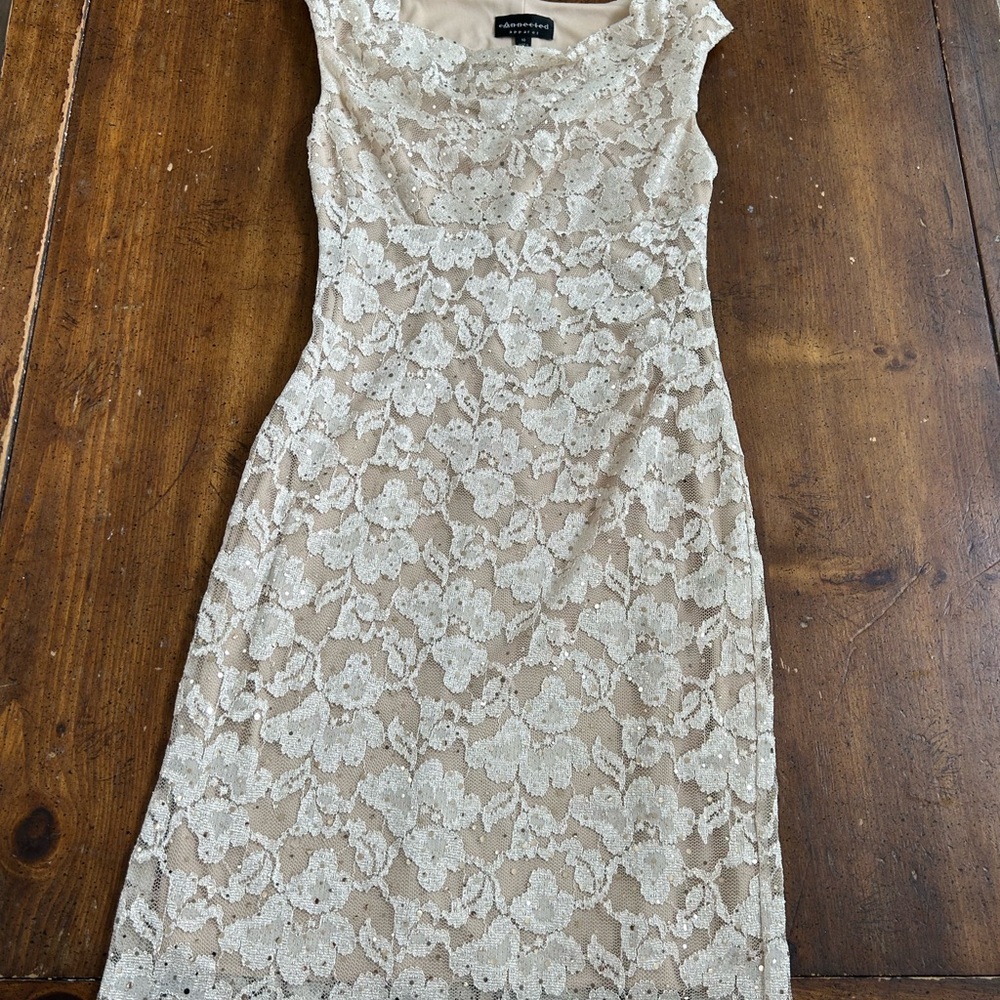 connected apparel Cream Lace Midi Dress